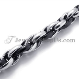 Pulsera De Titanio De Moda Negra Y Plateada
