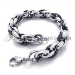 Pulsera De Titanio De Moda Negra Y Plateada