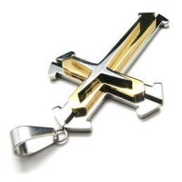 Collar Con Colgante De Estrella Y Cruz De Titanio Puro Para Hombre
