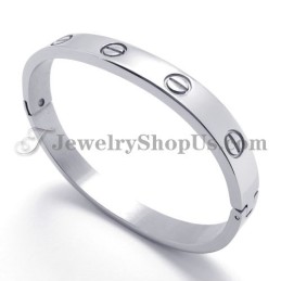 Elegante Pulsera De Titanio Y Plata Para Mujer