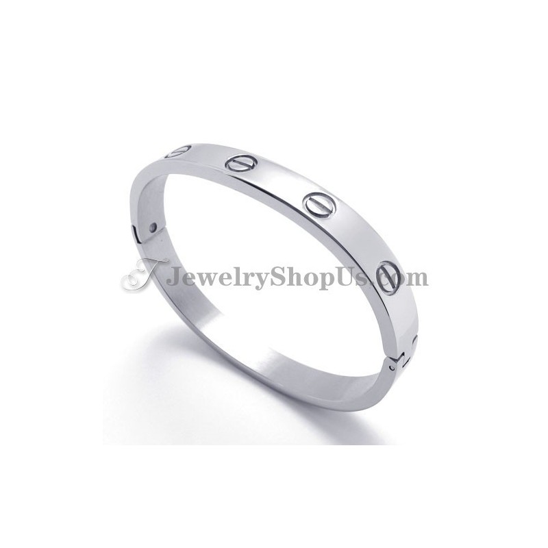 Elegante Pulsera De Titanio Y Plata Para Mujer