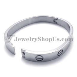 Elegante Pulsera De Titanio Y Plata Para Mujer