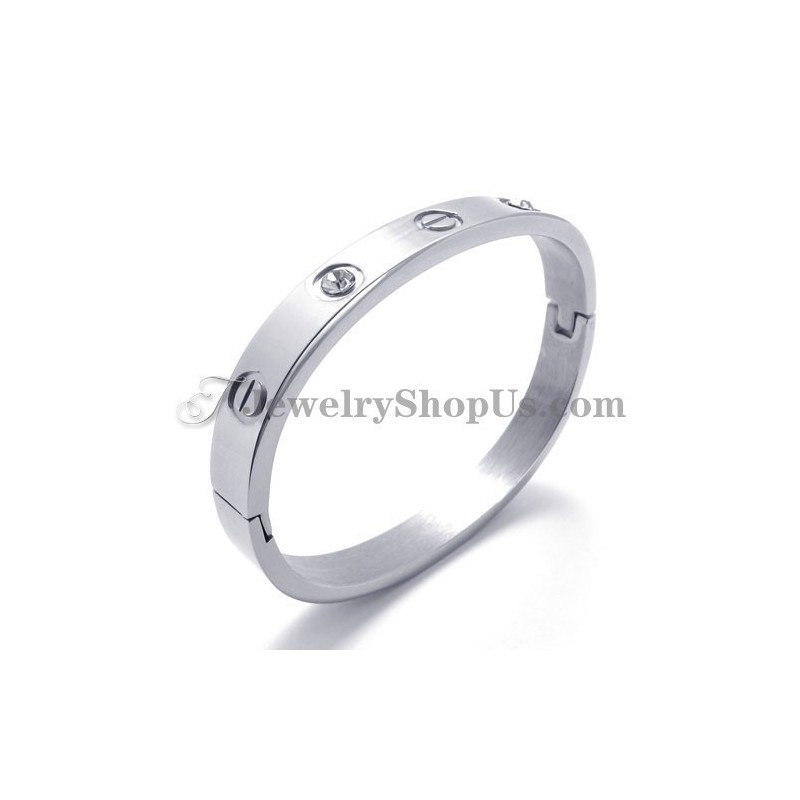 Pulsera De Titanio De Plata De Moda Con Diamantes De Imitación