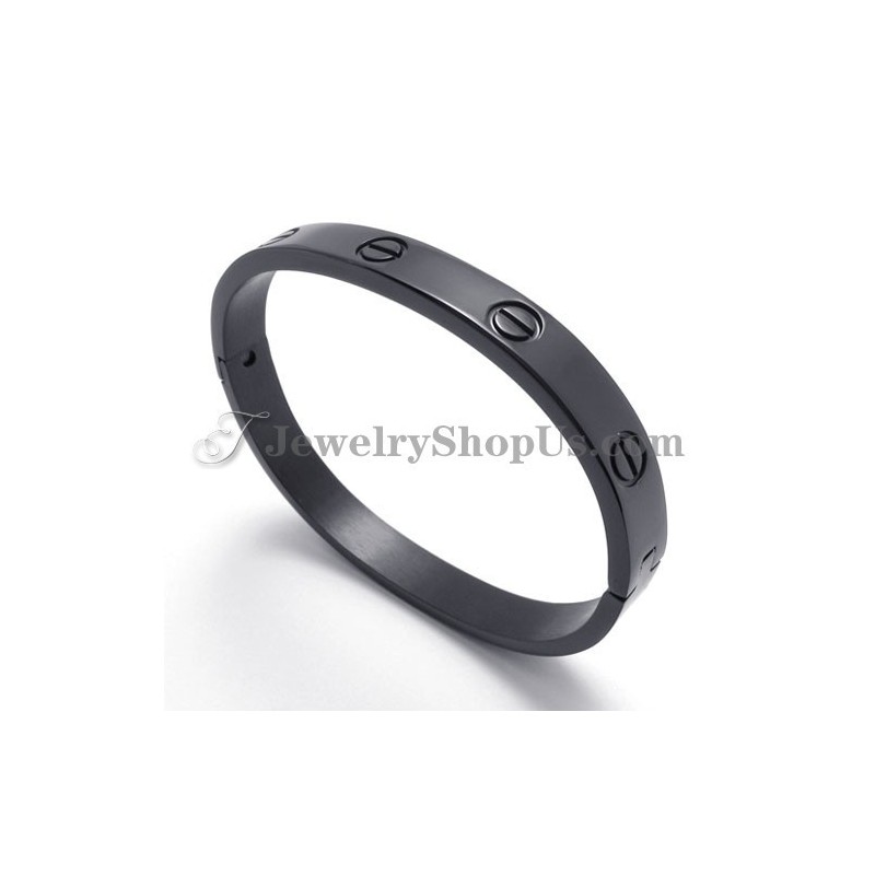 Elegante Pulsera De Titanio Negro Para Mujer