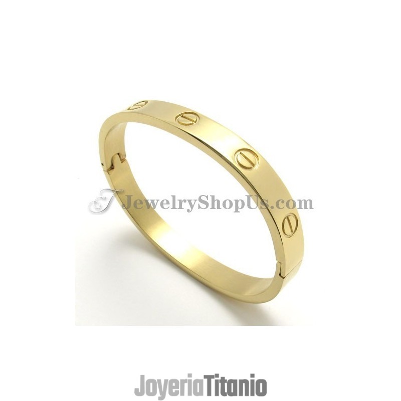 Elegante Pulsera De Titanio Dorado Para Mujer Elegante Pulsera De Titanio Dorado Para Mujer