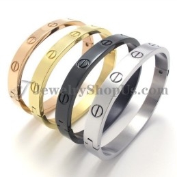 Elegante Pulsera De Titanio Dorado Para Mujer