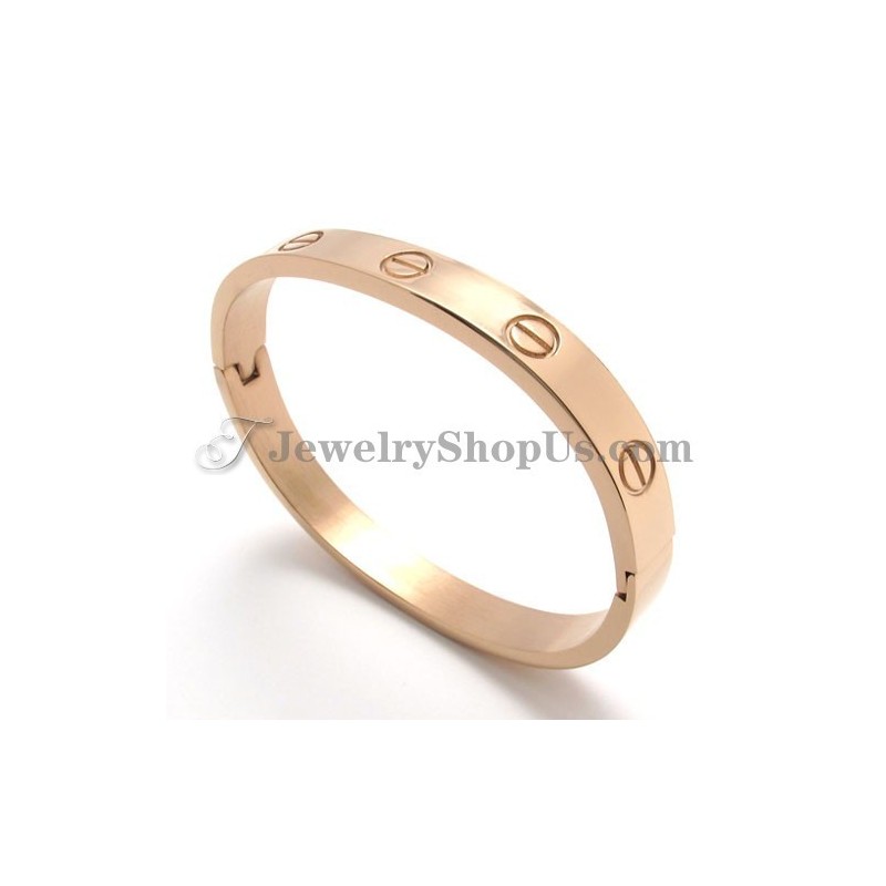 Elegante Pulsera De Titanio Y Oro Rosa Para Mujer