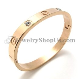 Pulsera De Titanio De Oro Rosa De Moda Con Diamantes De Imitación