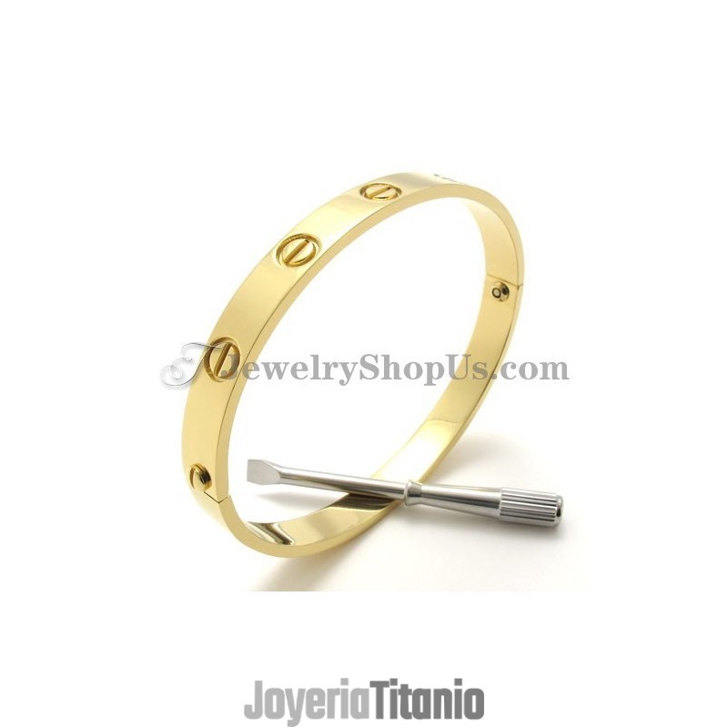 Preciosa Pulsera De Titanio Dorado Para Hombre