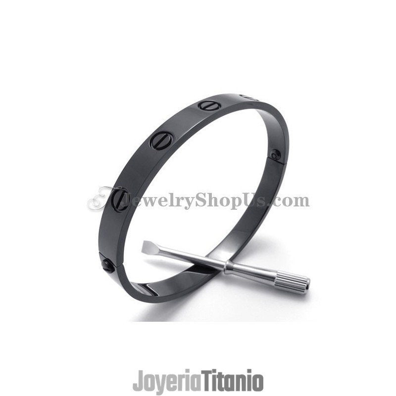 Preciosa Pulsera De Titanio Negra Para Hombre