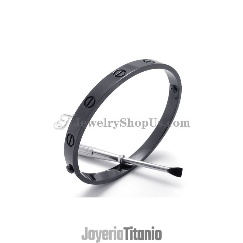 Elegante Pulsera De Titanio Negro Para Mujer