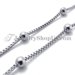 Elegante Collar De Cuentas De Plata Y Titanio Para Mujer