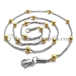 Elegante Collar De Cuentas De Oro Y Titanio Para Mujer