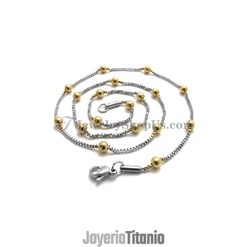 Elegante Collar De Cuentas De Oro Y Titanio Para Mujer Elegante Collar De Cuentas De Oro Y Titanio Para Mujer