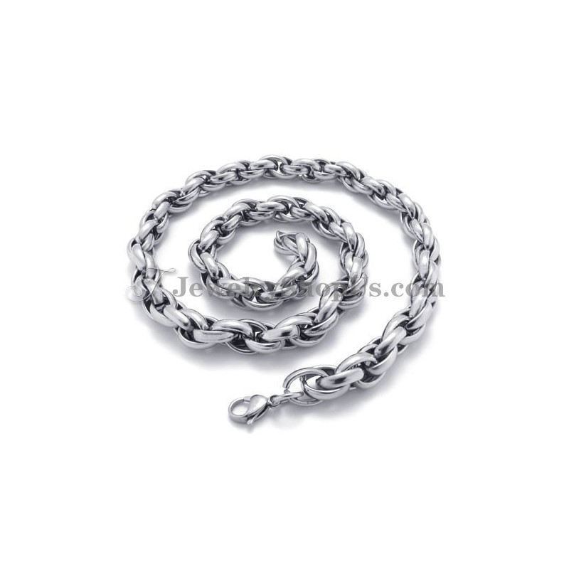 Elegante Collar De Titanio Y Plata