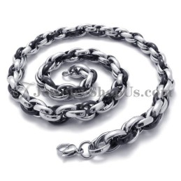 Elegante Collar De Titanio Negro Y Plateado