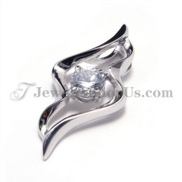Colgante De Plata 925 Con Circonitas (Platino Galvanizado) Con Cadena Gratis