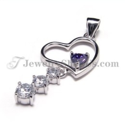 Colgante De Corazón De Circonita En Plata 925 (Platino Galvanizado) Con Cadena Gratis