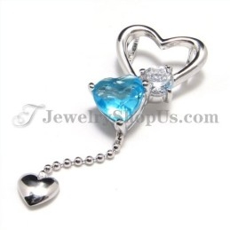Colgante De Corazón De Plata 925 Con Circonitas (Platino Galvanizado) Y Cadena Gratis