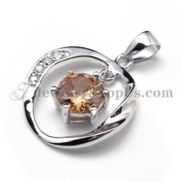 Colgante De Circonita En Plata 925 (Platino Galvanizado) Con Cadena Gratis