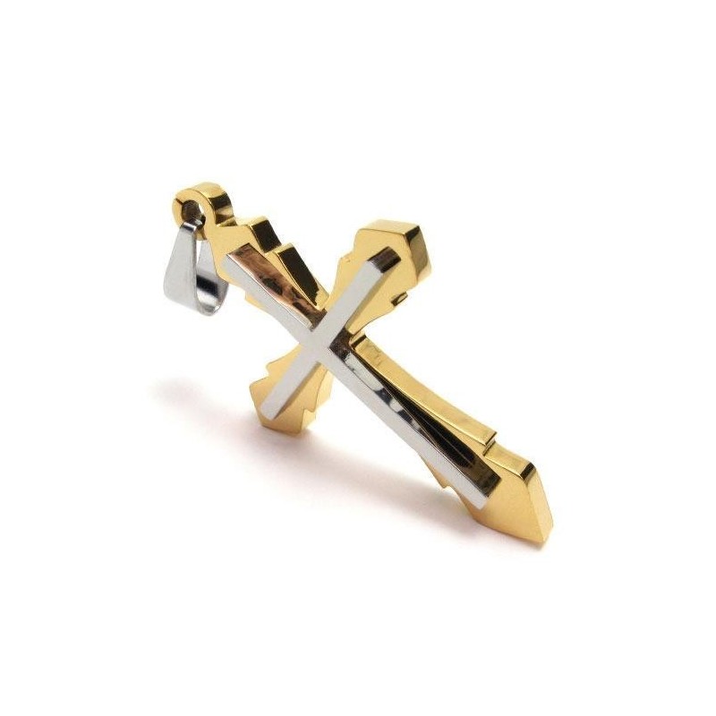 Collar Con Colgante De Cruz De Titanio Puro Dorado Para Hombre (Nuevo)