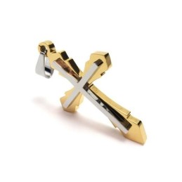 Collar Con Colgante De Cruz De Titanio Puro Dorado Para Hombre (Nuevo)