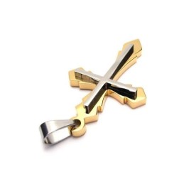 Collar Con Colgante De Cruz De Titanio Puro Dorado Para Hombre (Nuevo)