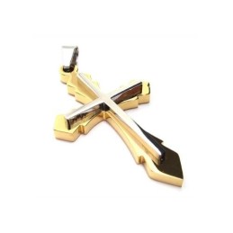 Collar Con Colgante De Cruz De Titanio Puro Dorado Para Hombre (Nuevo)