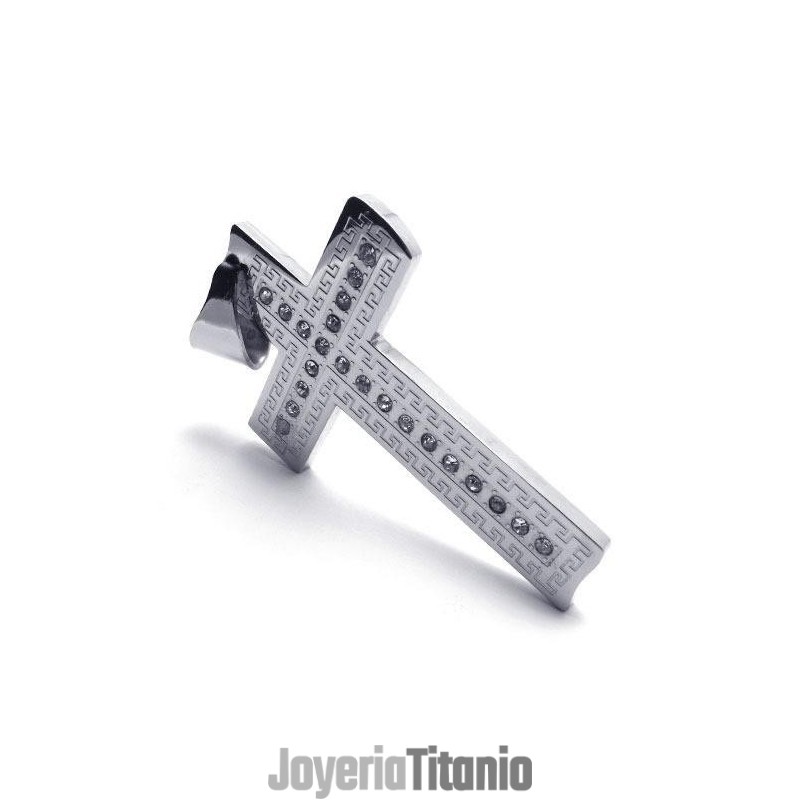 Collar Con Colgante De Cruz De Titanio Puro Y Plata Para Hombre (Nuevo)