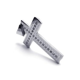 Collar Con Colgante De Cruz De Titanio Puro Y Plata Para Hombre (Nuevo)