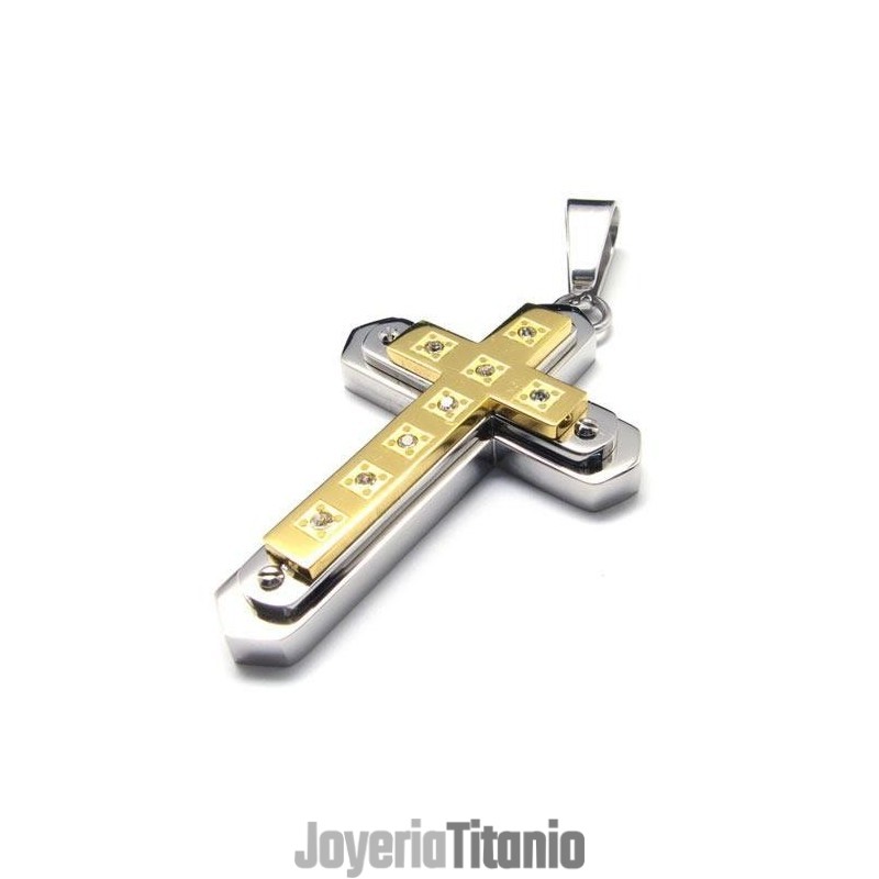 Collar Con Colgante De Cruz De Titanio Puro Dorado Para Hombre Collar Con Colgante De Cruz De Titanio Puro Dorado Para Hombre
