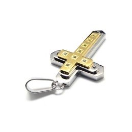 Collar Con Colgante De Cruz De Titanio Puro Dorado Para Hombre