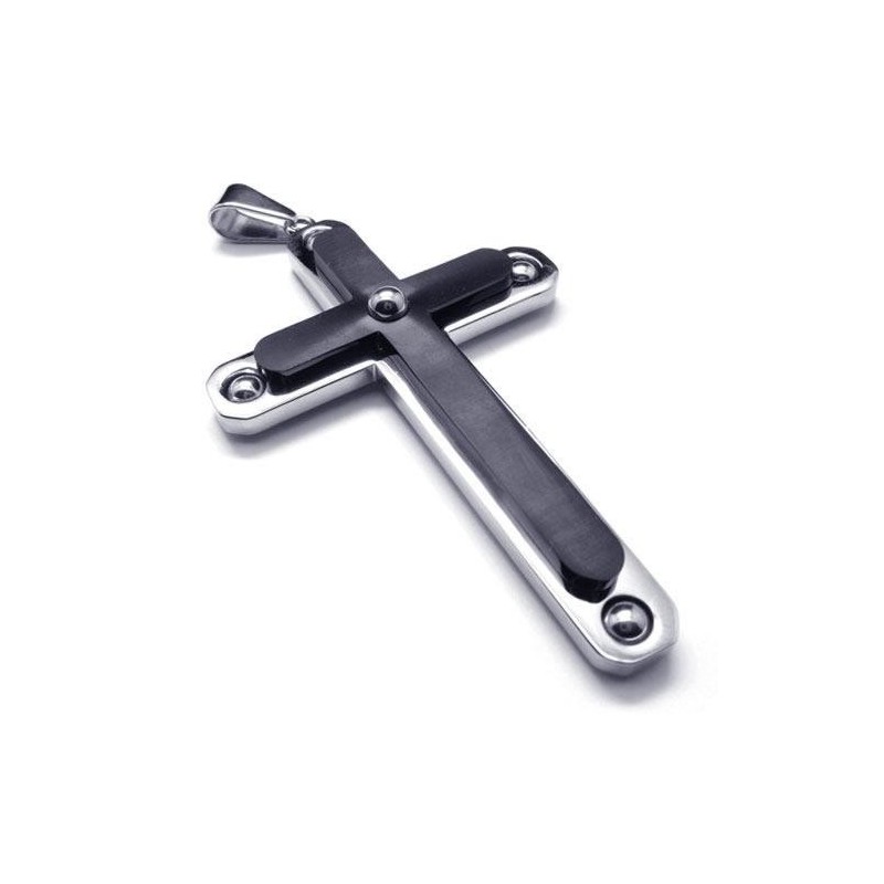 Collar Con Colgante De Cruz De Titanio Puro Negro Para Hombre