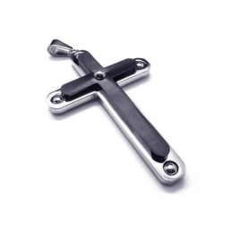 Collar Con Colgante De Cruz De Titanio Puro Negro Para Hombre