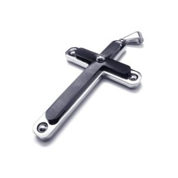 Collar Con Colgante De Cruz De Titanio Puro Negro Para Hombre