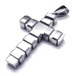 Collar Con Colgante De Cruz De Titanio Puro Y Plata Para Hombre (Nuevo)