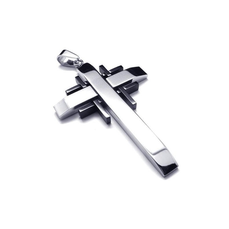 Collar Con Colgante De Cruz De Titanio Puro Y Plata Negra Para Hombre Collar Con Colgante De Cruz De Titanio Puro Y Plata Negra Para Hombre