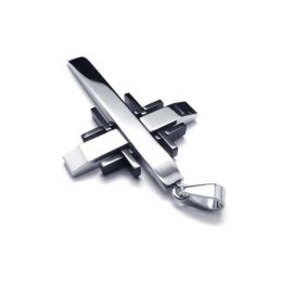 Collar Con Colgante De Cruz De Titanio Puro Y Plata Negra Para Hombre