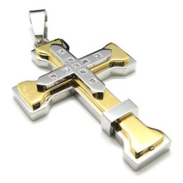 Collar Con Colgante De Cruz De Titanio Puro Dorado Para Hombre (Nuevo)