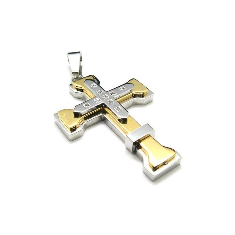 Collar Con Colgante De Cruz De Titanio Puro Dorado Para Hombre (Nuevo) Collar Con Colgante De Cruz De Titanio Puro Dorado Para Hombre (Nuevo)