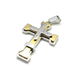 Collar Con Colgante De Cruz De Titanio Puro Dorado Para Hombre (Nuevo)