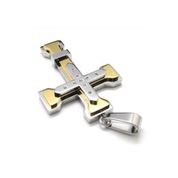 Collar Con Colgante De Cruz De Titanio Puro Dorado Para Hombre (Nuevo)