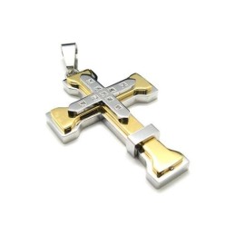 Collar Con Colgante De Cruz De Titanio Puro Dorado Para Hombre (Nuevo)