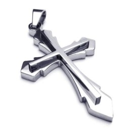 Collar Con Colgante De Cruz De Titanio Puro Y Plata Para Hombre (Nuevo)