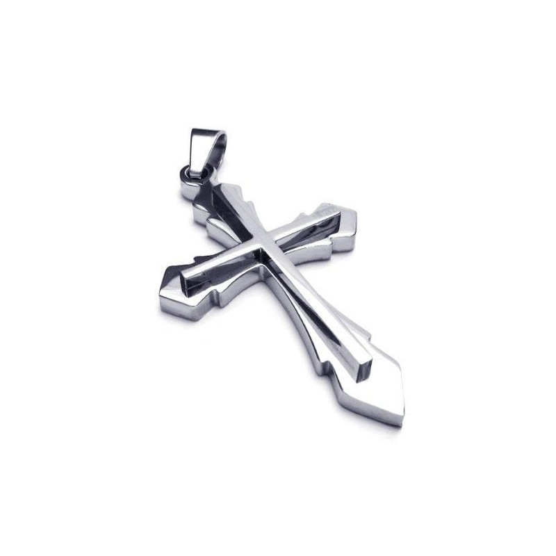 Collar Con Colgante De Cruz De Titanio Puro Y Plata Para Hombre (Nuevo)