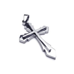 Collar Con Colgante De Cruz De Titanio Puro Y Plata Para Hombre (Nuevo)