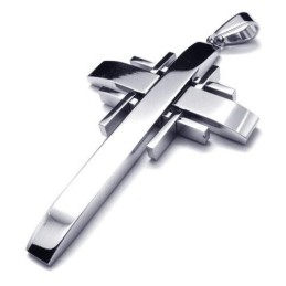 Collar Con Colgante De Cruz De Titanio Puro Y Plata Para Hombre (Nuevo)