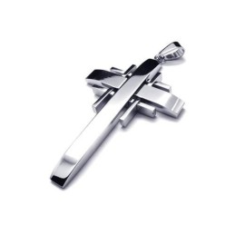 Collar Con Colgante De Cruz De Titanio Puro Y Plata Para Hombre (Nuevo)