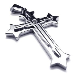Collar Con Colgante De Cruz De Titanio Puro Y Plata Para Hombre (Nuevo)
