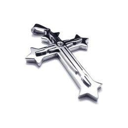 Collar Con Colgante De Cruz De Titanio Puro Y Plata Para Hombre (Nuevo)